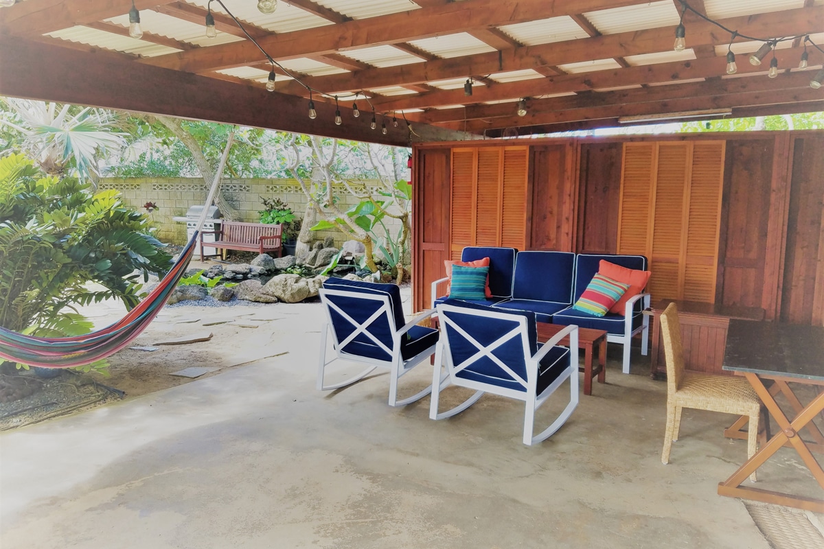 Community patio area at Tiki Moon Villas